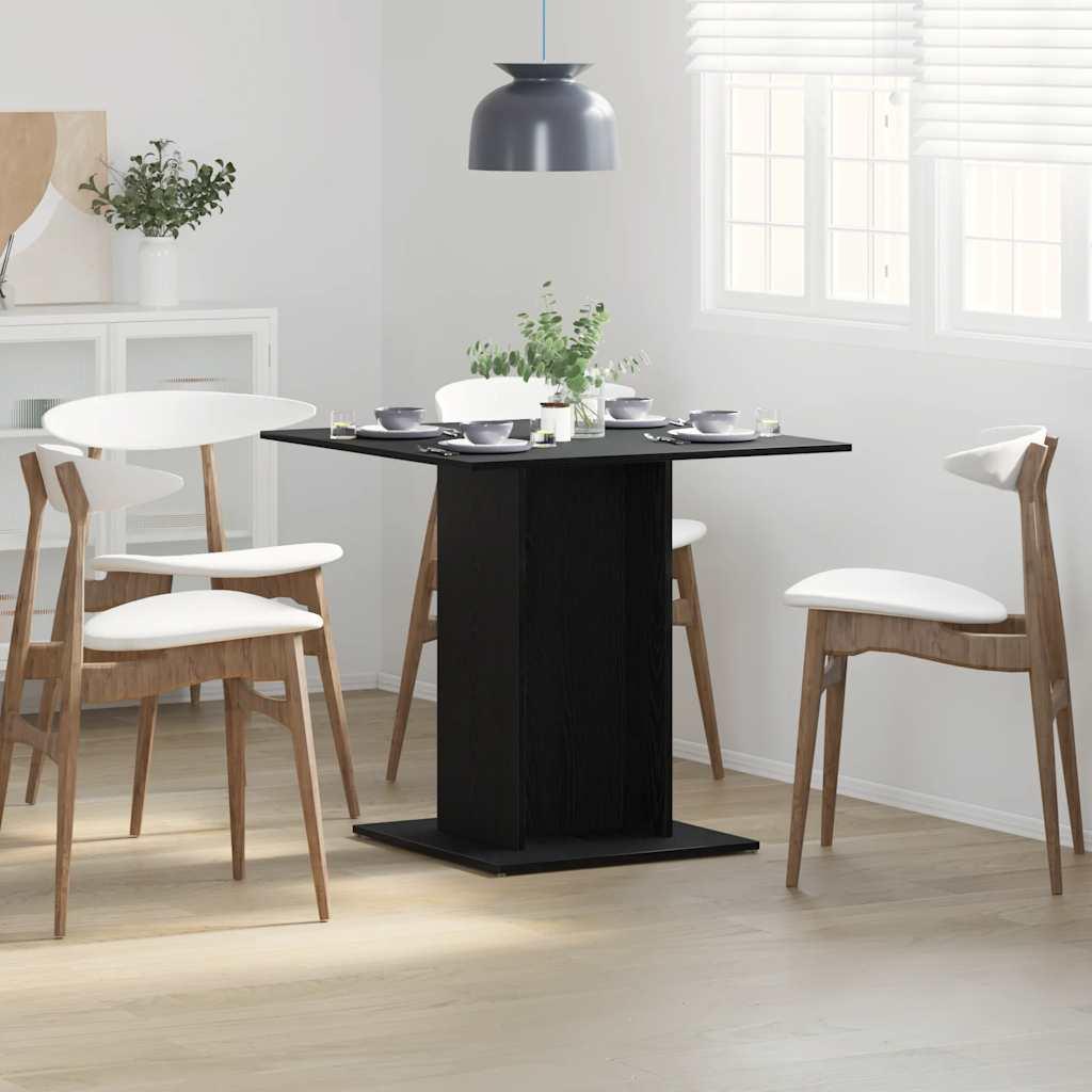 Spisebord 80x80x75 cm konstrueret træ sort egetræsfarve Spisebord 80x80x75 cm konstrueret træ sort egetræsfarve