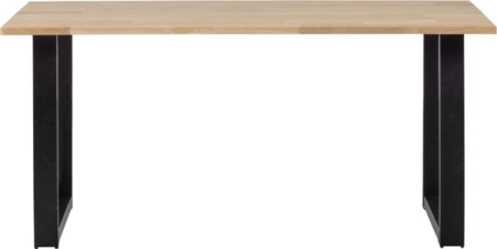 Spisebord WOOOD Tablo U-Leg Plankebord i massiv egetræ 160x90x75 cm Natur/Sort