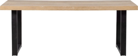 Spisebord WOOOD Tablo U i mangotræ med metal U-ben, 180x90 cm til 4-6 pers - naturlig kalkvask finish