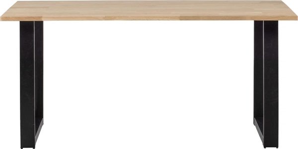 Spisebord WOOOD Tablo plankebord 180x90 cm ubehandlet egetræ natur med sorte metal U-ben - robust moderne design til 4-6 pers Spisebord WOOOD Tablo plankebord 180x90 cm ubehandlet egetræ natur med sorte metal U-ben - robust moderne design til 4-6 pers