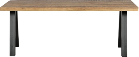 Spisebord WOOOD Tablo plankebord i mangotræ natur med sort V-ben 180x90x75 cm