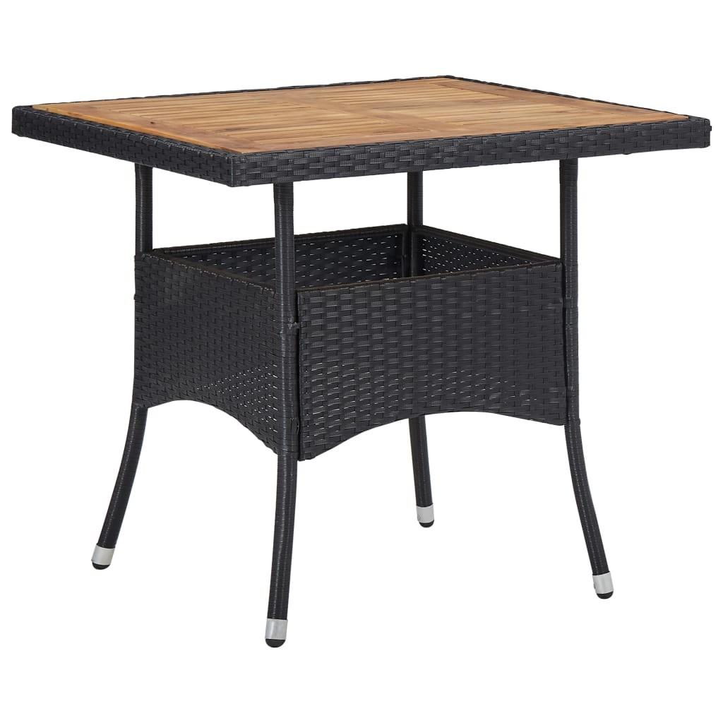 Udendørs spisebord polyrattan og massivt akacietræ sort Udendørs spisebord polyrattan og massivt akacietræ sort