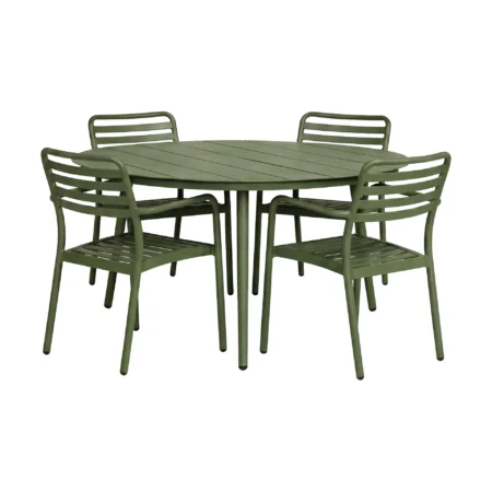 1898 Marsala spisebord Ø140 cm + Messina karmstol 4 stk, Moss green