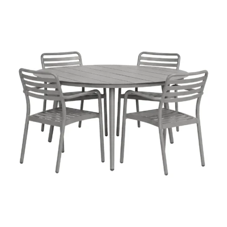 1898 Marsala spisebord Ø140 cm + Messina karmstol 4 stk, Taupe