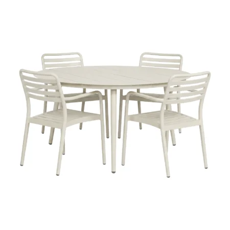 1898 Marsala spisebord Ø140 cm + Messina karmstol 4 stk., Off white