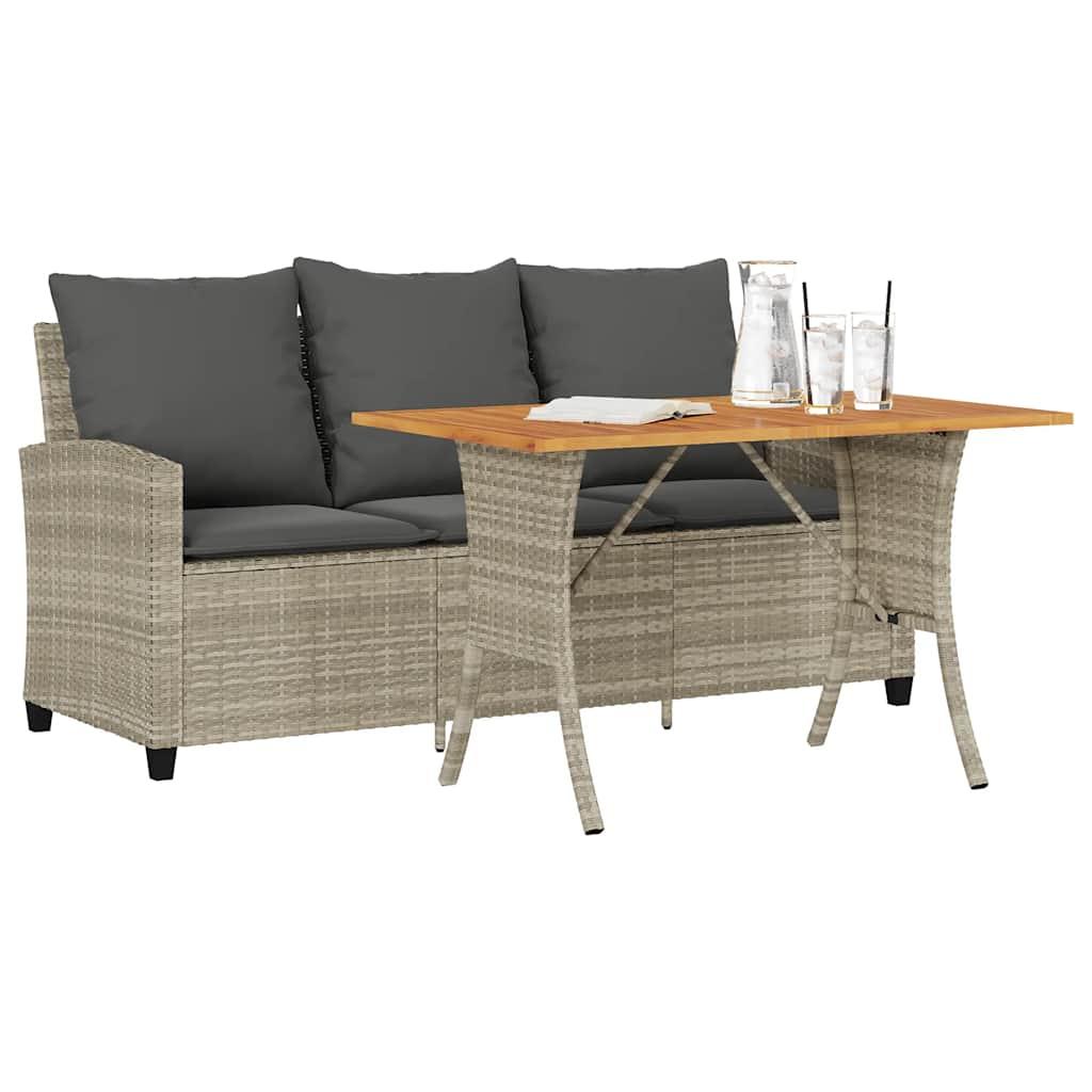 3-personers havesofa med hynder og spisebord i polyrattan - lysegrå 3-personers havesofa med hynder og spisebord i polyrattan - lysegrå