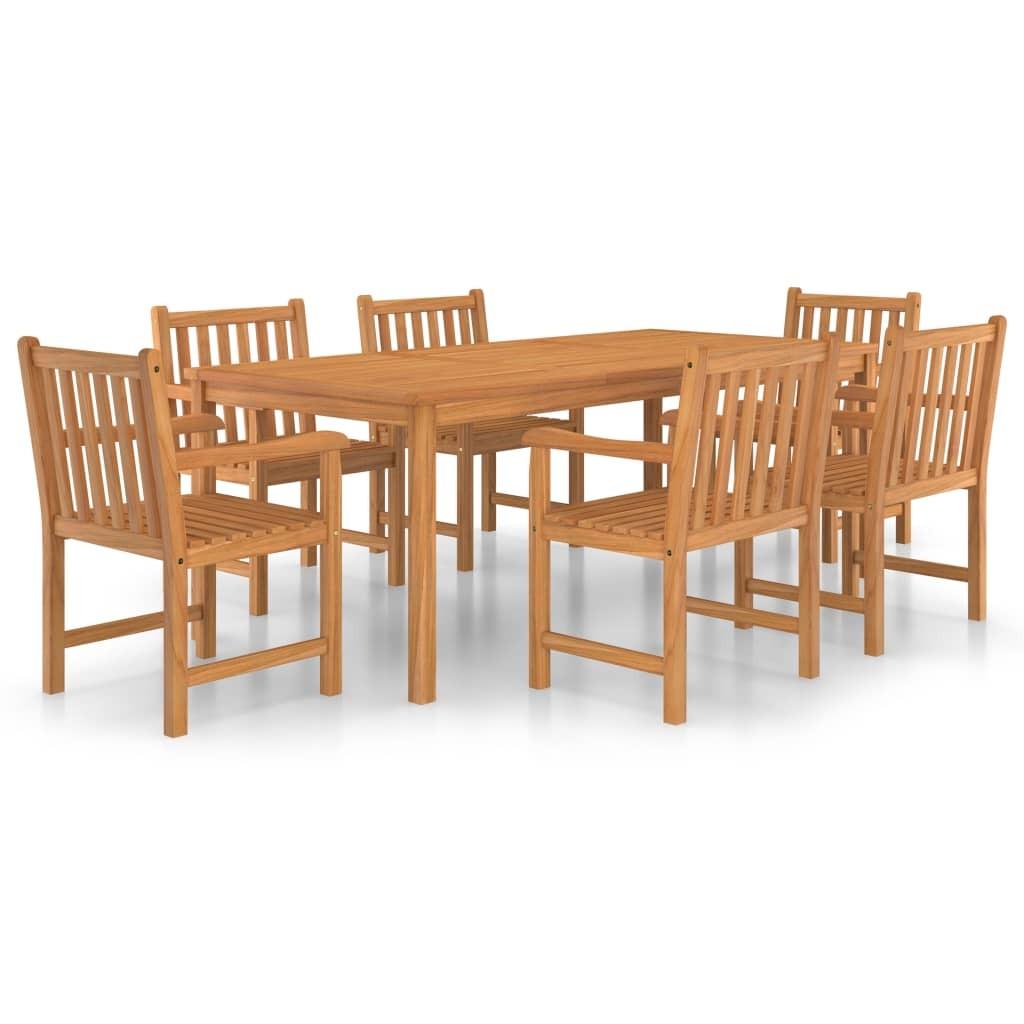 7-delt havespisesæt i massivt teaktræ - bord 200 × 100 cm med 6 stole 7-delt havespisesæt i massivt teaktræ - bord 200 × 100 cm med 6 stole