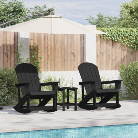 Adirondack gyngestole sæt - 2 stk i sort HDPE med bord