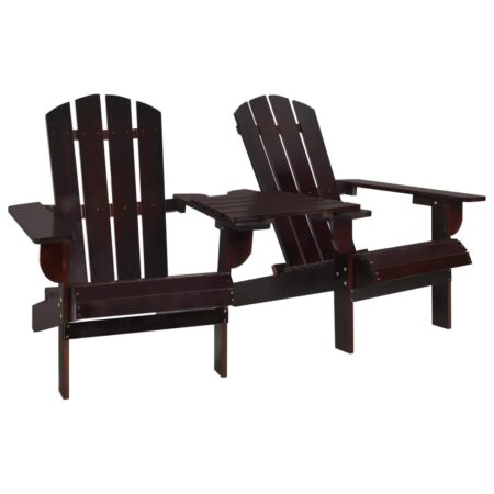 Adirondack-havestole med bord - massivt grantræ, brun
