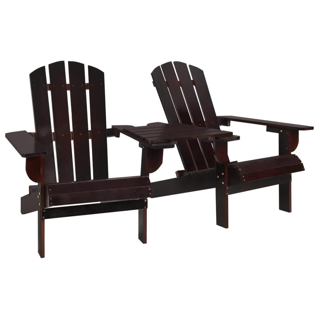 Adirondack-havestole med bord - massivt grantræ, brun Adirondack-havestole med bord - massivt grantræ, brun