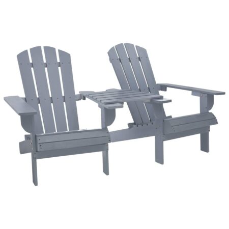 Adirondack-havestole med bord - massivt grantræ, grå