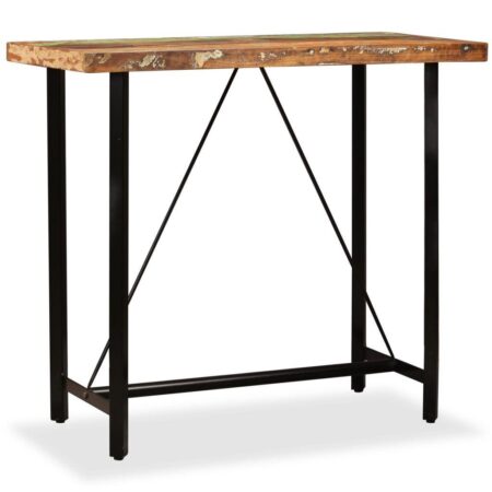 Barbord 120 × 60 × 107 cm i massivt genbrugstræ - industrielt spisebord
