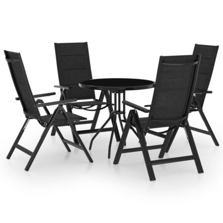 Bistrosæt 5 dele - sort/antracitgrå havebord med 4 positionsstole