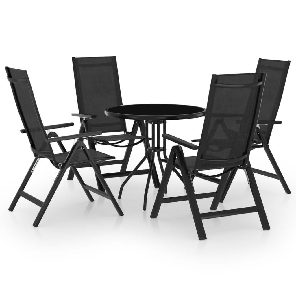 Bistrosæt 5 dele - sort/antracitgrå havemøbelsæt med rundt bord og 4 positionsstole Bistrosæt 5 dele - sort/antracitgrå havemøbelsæt med rundt bord og 4 positionsstole