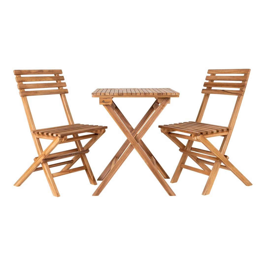 Cuenca cafésæt sæt bord og 2 stole udendørs teak Cuenca cafésæt sæt bord og 2 stole udendørs teak