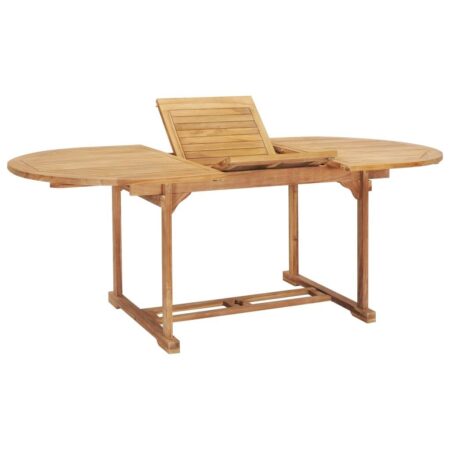 Forlængeligt havebord i massivt teaktræ - 150-200 × 100 × 75 cm, ovalt