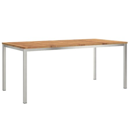 Have-spisebord 180 × 90 × 75 cm - massiv akacietræ og rustfrit stål
