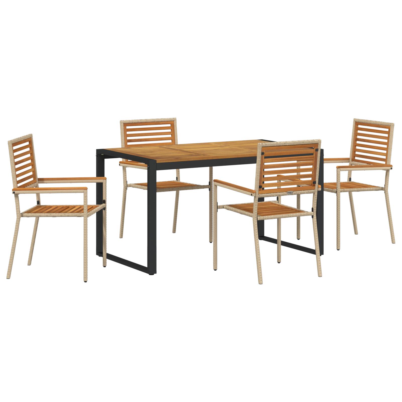 Have spisebordssæt 5 dele i beige/brun polyrattan og akacietræ - 4 stole + bord Have spisebordssæt 5 dele i beige/brun polyrattan og akacietræ - 4 stole + bord