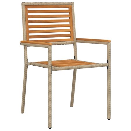 Have spisebordssæt 7 dele i beige og brun polyrattan med akacietræ - rektangulært bord og 6 stole