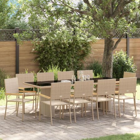 Have spisebordssæt i beige polyrattan - 11 dele (bord + 10 stole)
