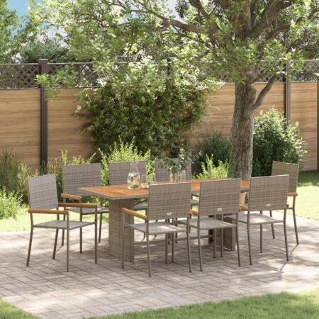 Have spisebordssæt i grå polyrattan - 9 dele (bord 190 × 80 cm + 8 stole)