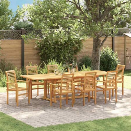 Have spisebordssæt i massiv teak - udvideligt bord + 8 stole, brun