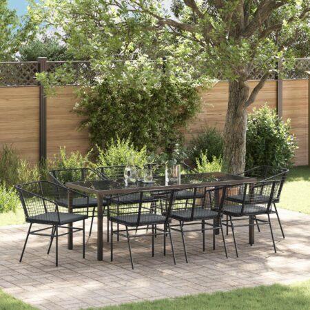 Have spisebordssæt i sort polyrattan - 9 dele (8 stole + bord)