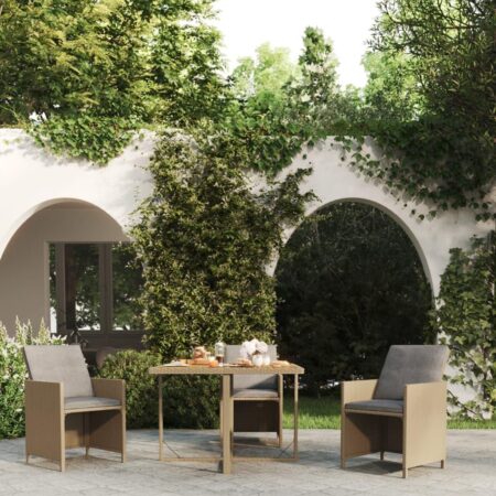 Havebord 109×107×74 cm i polyrattan og massivt akacietræ - beige