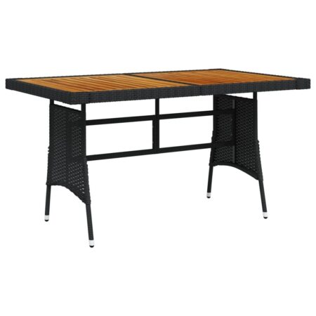 Havebord 130 × 70 × 72 cm i polyrattan med bordplade i massivt akacietræ - sort