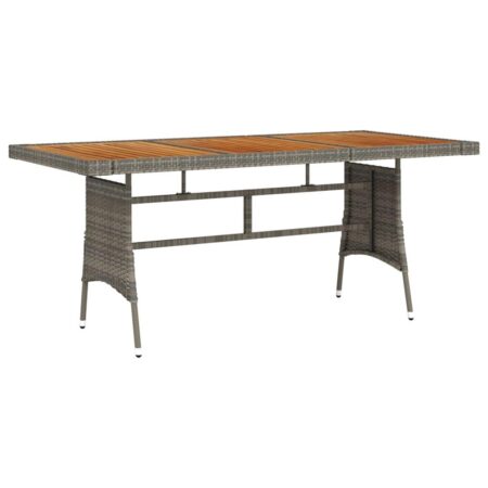Havebord 160 × 70 × 72 cm i polyrattan og massivt akacietræ - grå