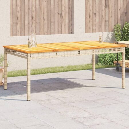 Havebord 180×90×75 cm i polyrattan og akacietræ - beige/brun