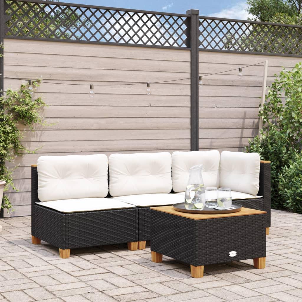 Havebord 55×55×36 cm i polyrattan og akacietræ - sort Havebord 55×55×36 cm i polyrattan og akacietræ - sort