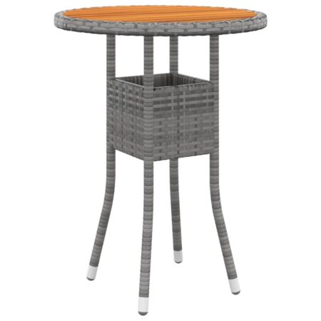 Havebord Ø60 x 75 cm - akacietræ og gråt polyrattan