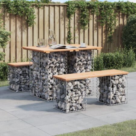 Havebord i gabiondesign 100 × 70 × 72 cm - massivt fyrretræ
