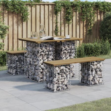 Havebord i gabiondesign 100×70×72 cm - imprægneret fyrretræ