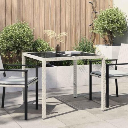 Havebord i hvid polyrattan - 90 × 90 × 75 cm