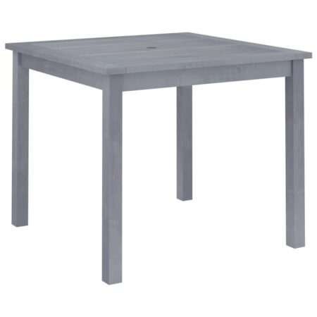 Havebord i massivt akacietræ 88×88×74 cm - grå med parasolhul