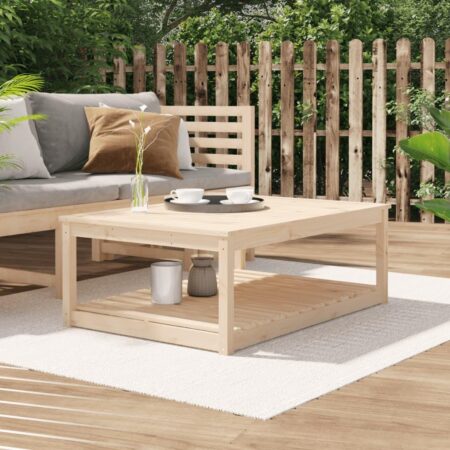 Havebord i massivt fyrretræ - 121 × 82,5 × 45 cm med hylde