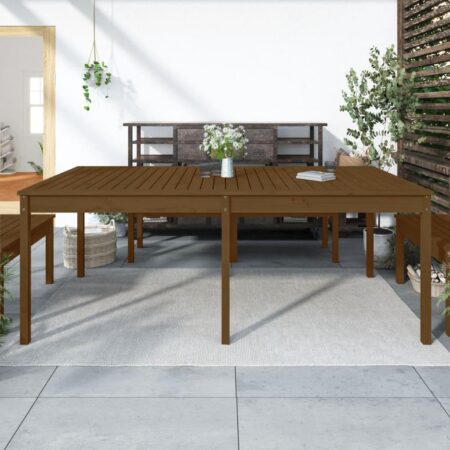 Havebord i massivt fyrretræ 203,5×100×76 cm - gyldenbrun