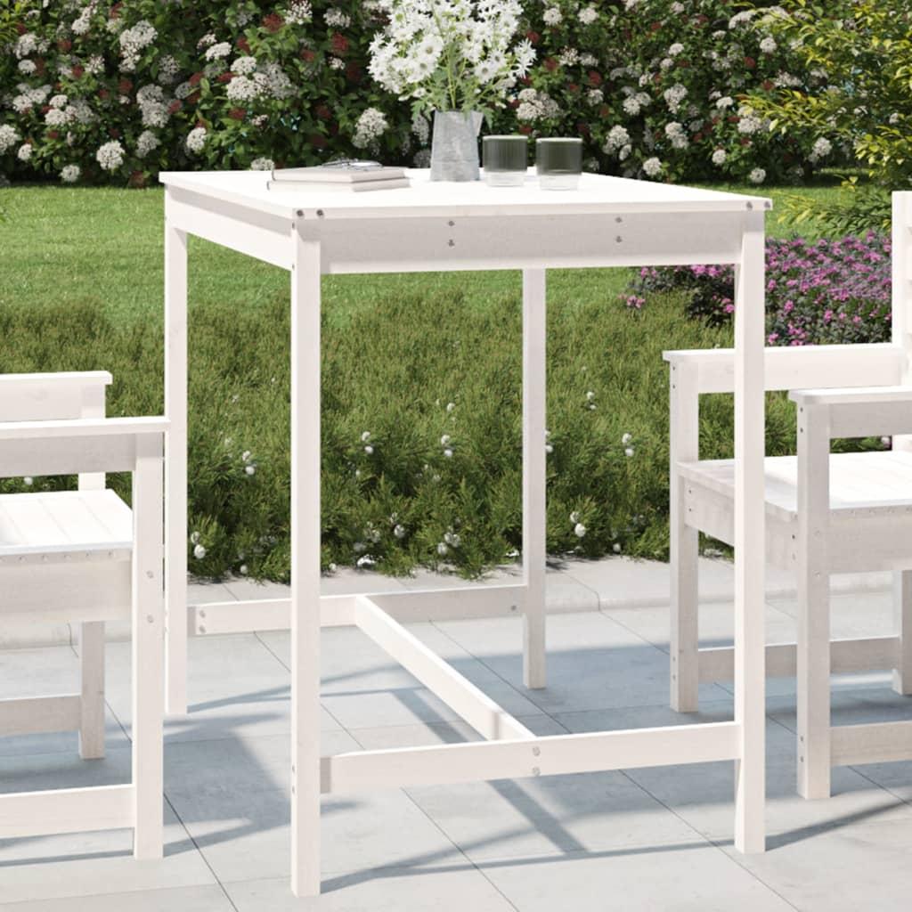 Havebord i massivt fyrretræ - hvid, 121 × 82,5 × 110 cm Havebord i massivt fyrretræ - hvid, 121 × 82,5 × 110 cm