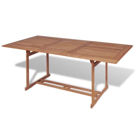 Havebord i massivt teaktræ 180 × 90 × 75 cm - udendørsspisebord med parasolhul