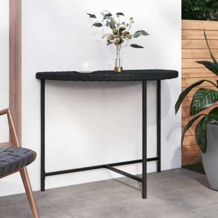 Havebord i polyrattan - 100 × 50 × 75 cm, sort halvmåne