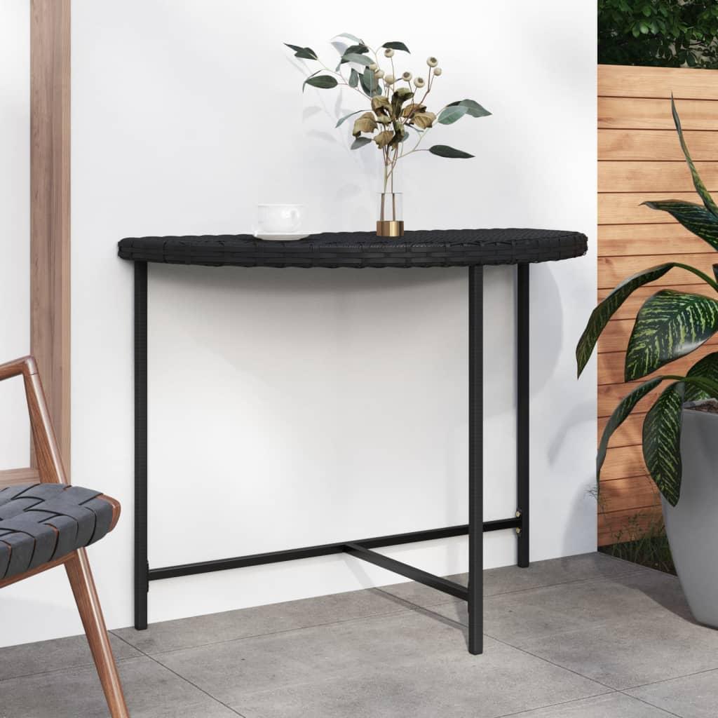 Havebord i polyrattan - 100 × 50 × 75 cm, sort halvmåne Havebord i polyrattan - 100 × 50 × 75 cm, sort halvmåne
