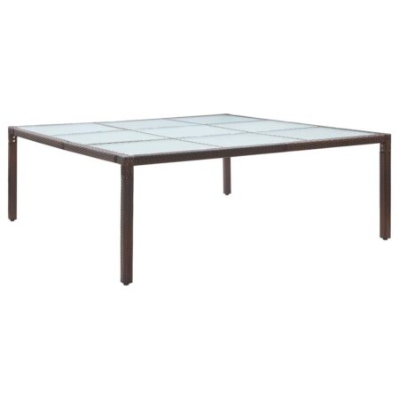 Havebord i polyrattan - 200 x 200 x 74 cm, brun