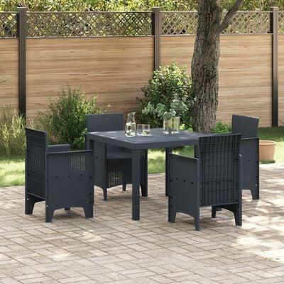 Havebord i polyrattan - antracit 100 × 100 × 73 cm