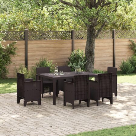 Havebord i polyrattan - brun 150 × 100 × 73 cm, rektangulært