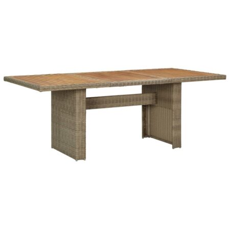 Havebord i polyrattan - brun, 200 × 100 × 74 cm