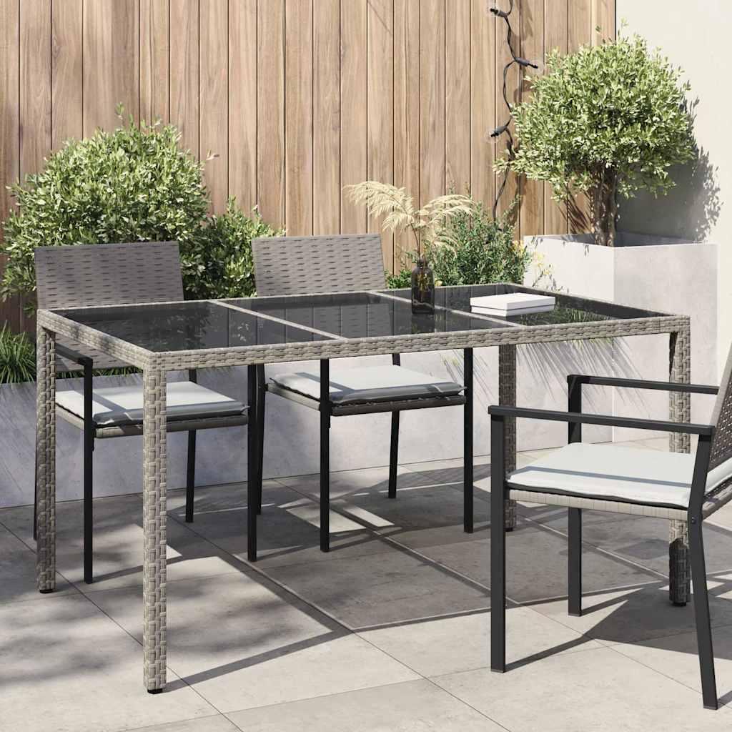 Havebord i polyrattan - grå, 150 × 90 × 75 cm Havebord i polyrattan - grå, 150 × 90 × 75 cm