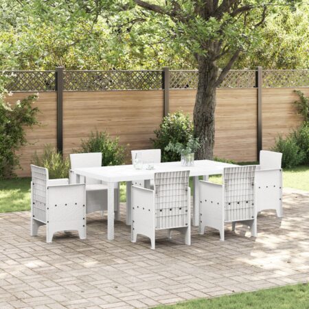 Havebord i polyrattan - hvid, 200 × 100 × 73 cm