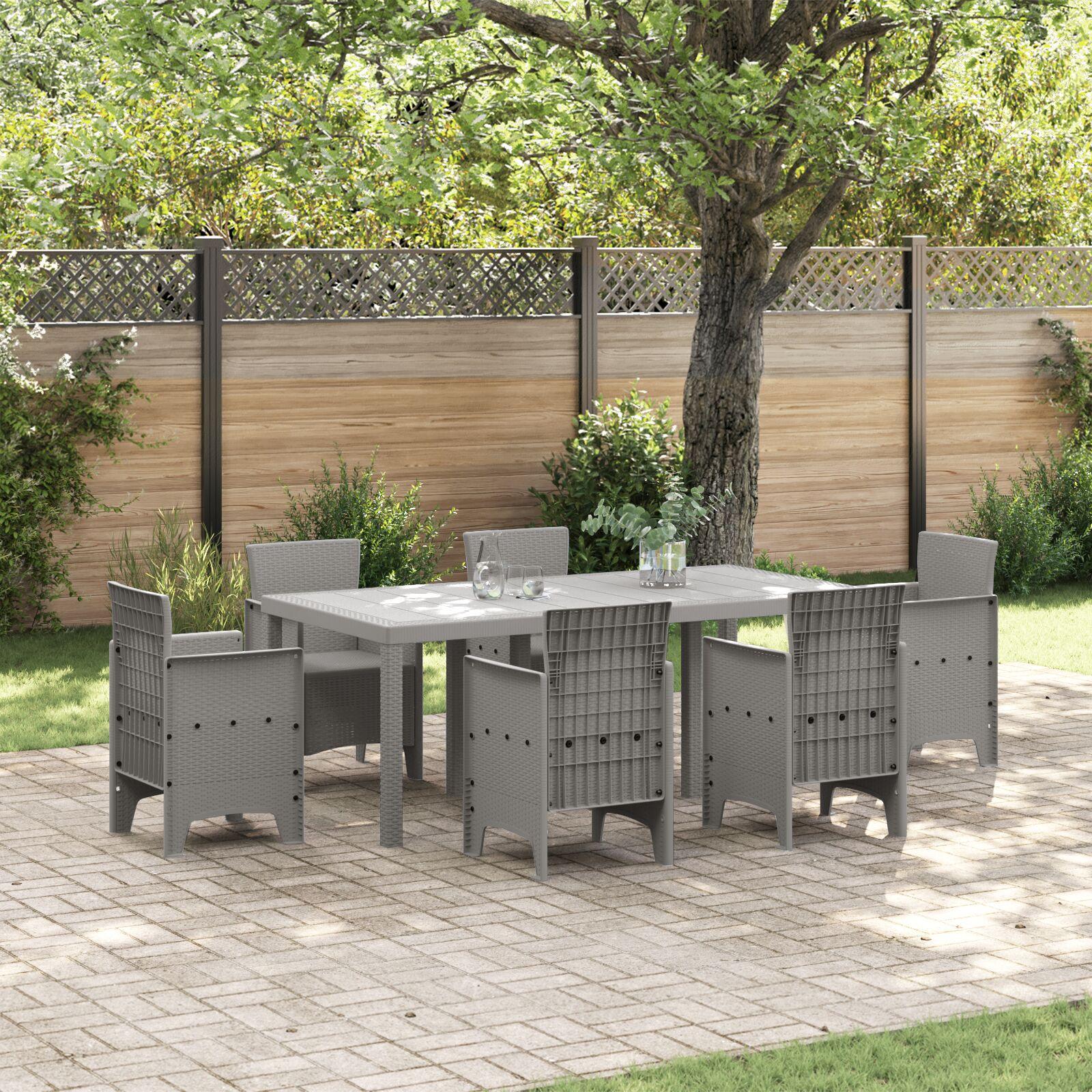 Havebord i polyrattan - lysegrå 200 × 100 × 73 cm Havebord i polyrattan - lysegrå 200 × 100 × 73 cm